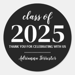 Sticker Rond Catégorie 2025 Bold   Merci diplômé noir