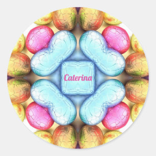 Sticker Rond CATERINA ~EASTER ~ Jolies oeufs pour les dons de P