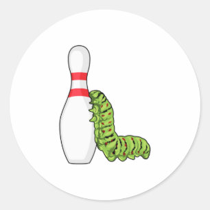 Sticker Rond caterpillar at bowling with bowling pin