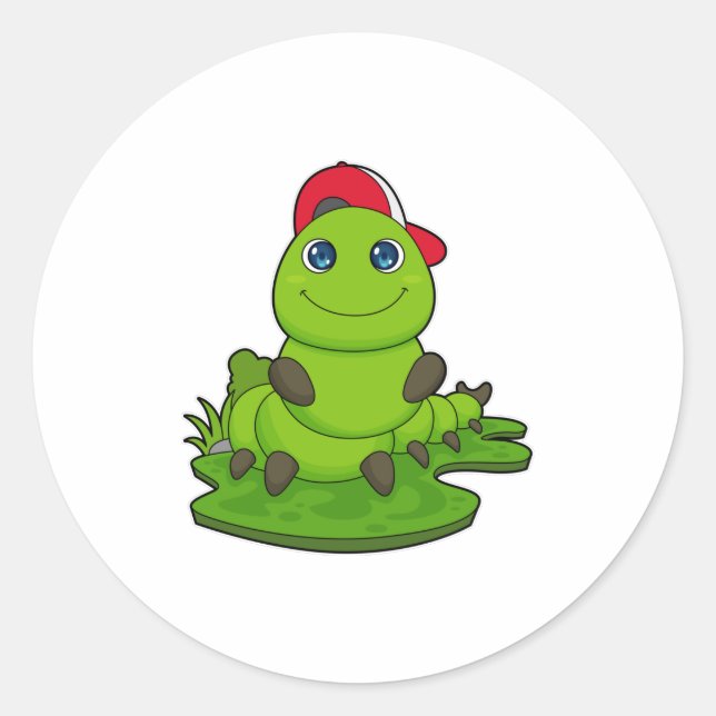 Sticker Rond Caterpillar avec Casquette (Devant)