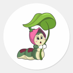 Sticker Rond Caterpillar avec feuille