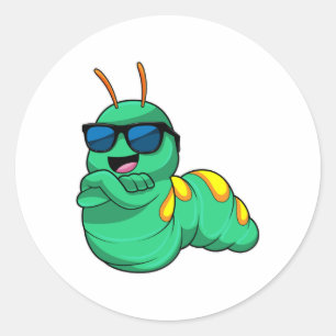 Sticker Rond Caterpillar avec lunettes de soleil