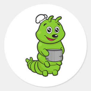 Sticker Rond Caterpillar comme cuire avec pot de Cuisine