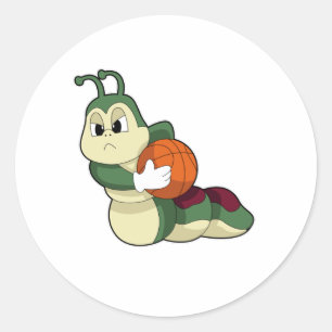 Sticker Rond Caterpillar comme joueur de basket-ball avec baske