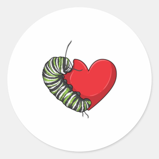 Sticker Rond Caterpillar love heart (Devant)