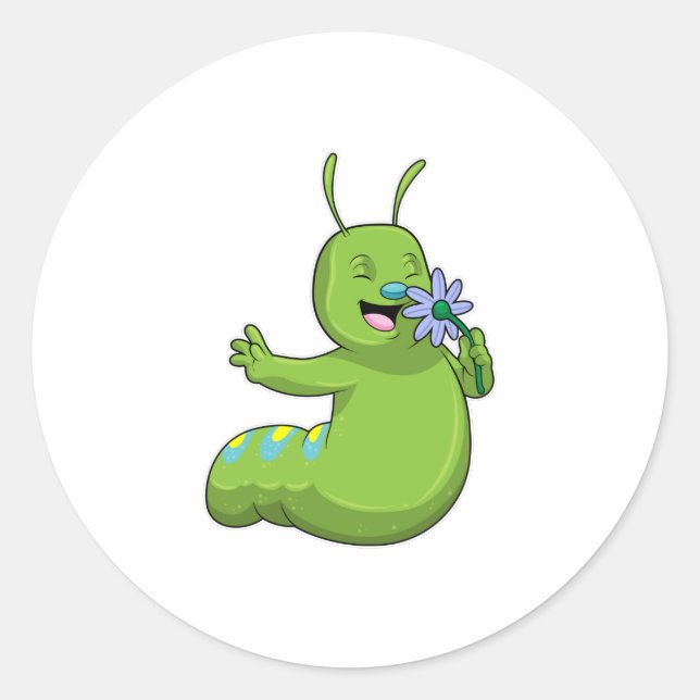 Sticker Rond Caterpillar with Flower (Devant)