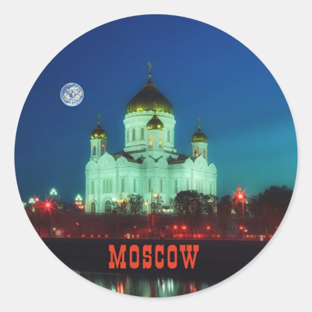 Sticker Rond Cathédrale Christ Sauveur à Moscou (Devant)
