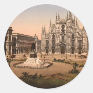 Sticker Rond Cathédrale de Milan et Piazza, Lombardie, Italie