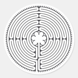 Sticker Rond Cathédrale du Labyrinthe de Chartres Noir et Blanc