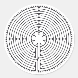 Sticker Rond Cathédrale du Labyrinthe de Chartres Noir et Blanc