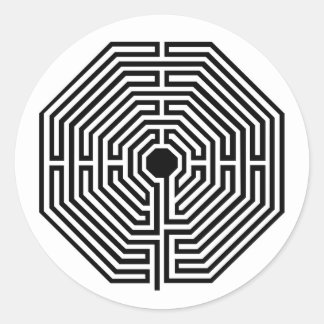 Sticker Rond Cathédrale Labyrinthe Maze d'Amiens Noir et blanc