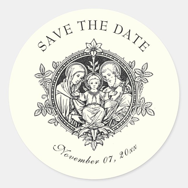 Sticker Rond Catholique Élégante Ivoirienne Mariage Sainte Fami (Devant)