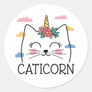 Sticker Rond Caticorn Unicorn chaton chaton