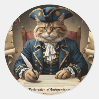 Sticker Rond Catizens Déclarent Indépendance - Chat Patriotique