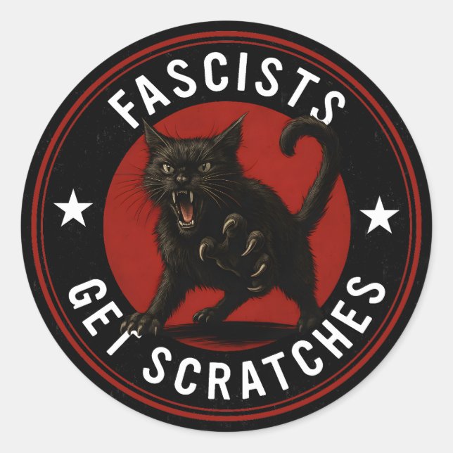 Sticker Rond Cats Against Fascists (Devant)
