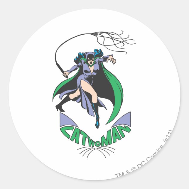 Sticker Rond Catwoman & Logo Green (Devant)