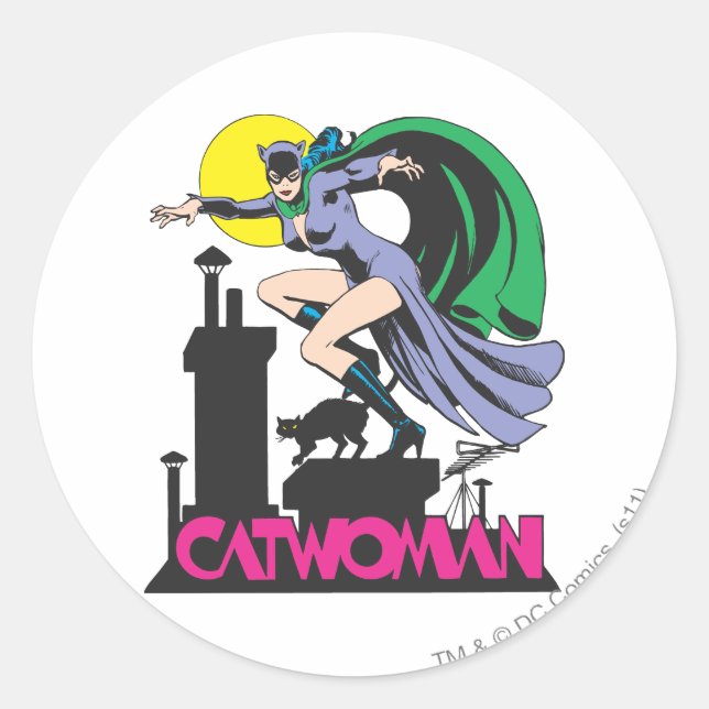 Sticker Rond Catwoman & Logo rose (Devant)