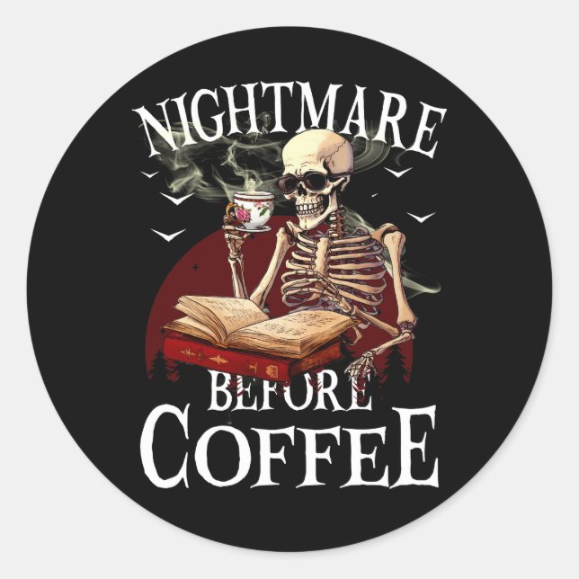 Sticker Rond Cauchemar Avant Café Saison Éffrayante Halloween S (Devant)