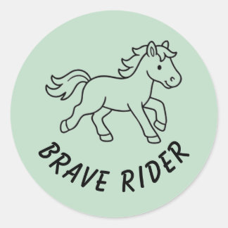 Sticker Rond Cavalier Brave Cheval Sage Vert