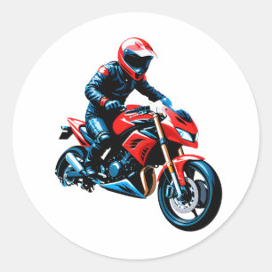 Sticker Rond Cavalier de moto élégant