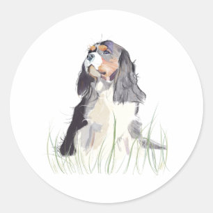 Sticker Rond Cavalier King Aquarelle