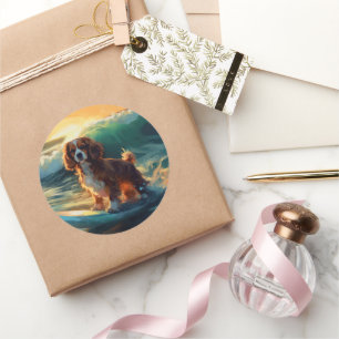 Sticker Rond Cavalier King Beach Surf Peinture