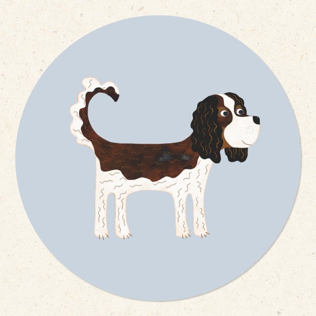 Sticker Rond Cavalier King Charles Spaniel Chien (Fun Cavalier King Charles spaniel dog sticker)