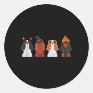 Sticker Rond Cavalier King Charles Spaniel Halloween Cavalier