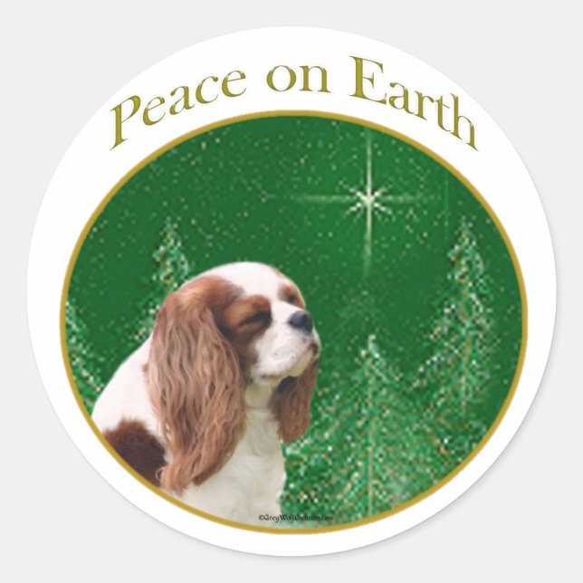 Sticker Rond Cavalier King Charles Spaniel Paix (Devant)