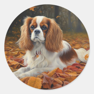 Sticker Rond Cavalier King en Automne Les Feuilles Tombent Ins