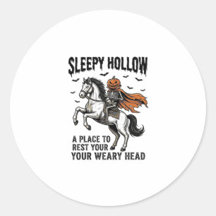 Sticker Rond Cavalier sans tête de Sleepy Hollow Halloween vint