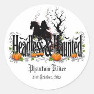 Sticker Rond Cavalier sans tête et hanté Sleepy Hollow effrayan
