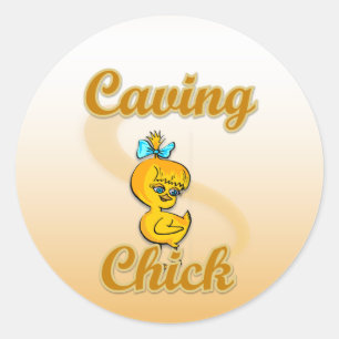 Sticker Rond Caving Chick