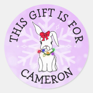 Sticker Rond Ce cadeau est pour le nom Balise Jote Bunny Noël