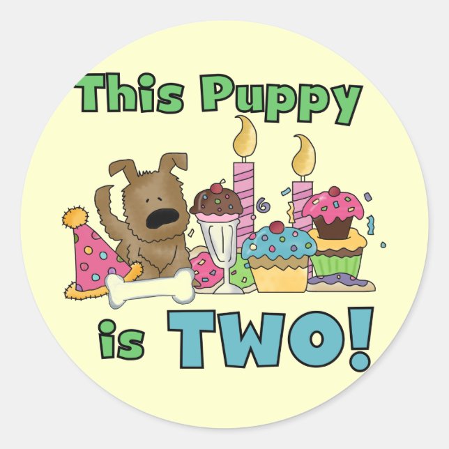 Sticker Rond Ce chiot est deux t-shirts et cadeaux (Devant)