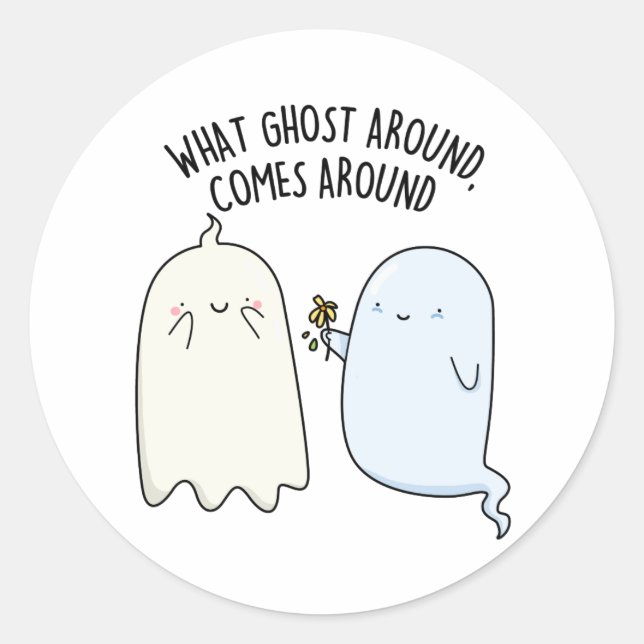 Sticker Rond Ce Fantôme Arrive Autour Du Jeu Halloween (Devant)