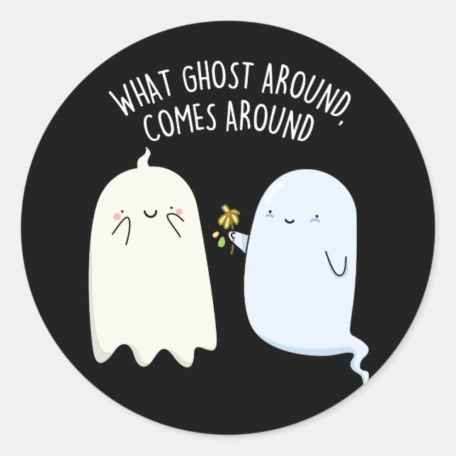 Sticker Rond Ce Fantôme Arrive Autour Du Jeu Halloween (Devant)