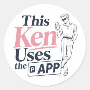 Sticker Rond Ce Ken Utilise L'Application