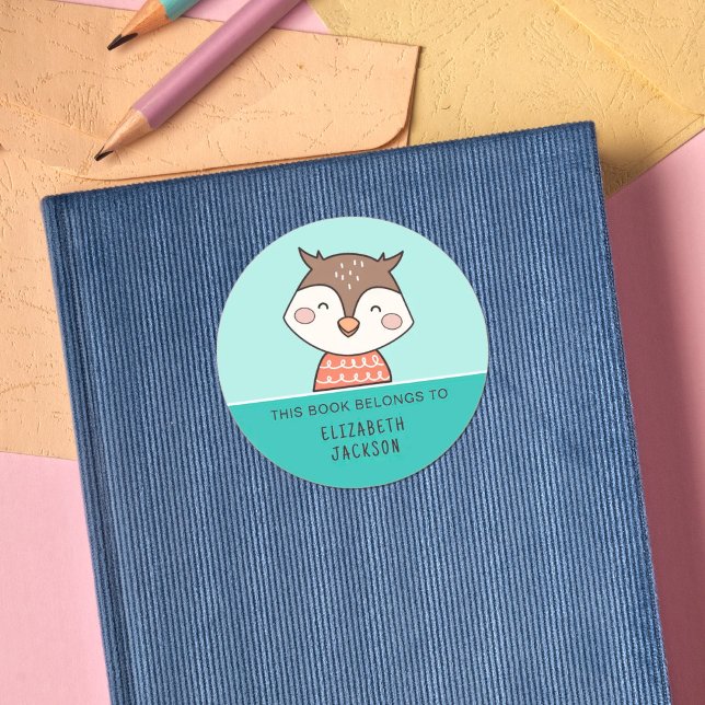 Sticker Rond Ce livre appartient à Cute owl kids (Créateur téléchargé)