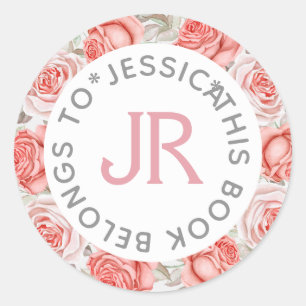 Sticker Rond Ce Livre Appartient À La Couronne Rose Roses