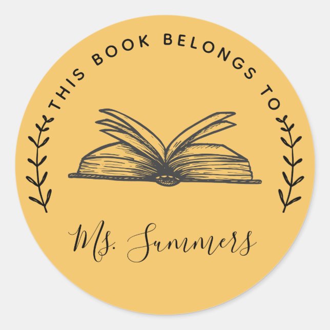 Sticker Rond Ce livre appartient à personnalisé (Devant)