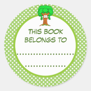 Sticker Rond Ce livre appartient à Polka Dots et Tree