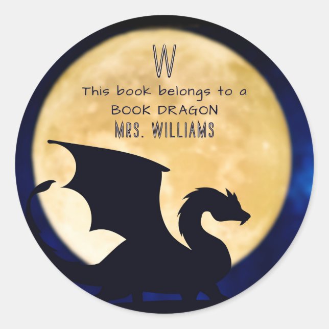 Sticker Rond Ce Livre Appartient À Un Livre Dragon Personnalisé (Devant)