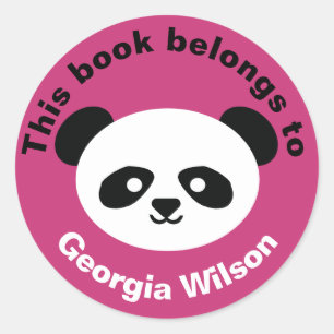 Sticker Rond Ce Livre Appartient Aux Filles Panda Bear Kawaii P