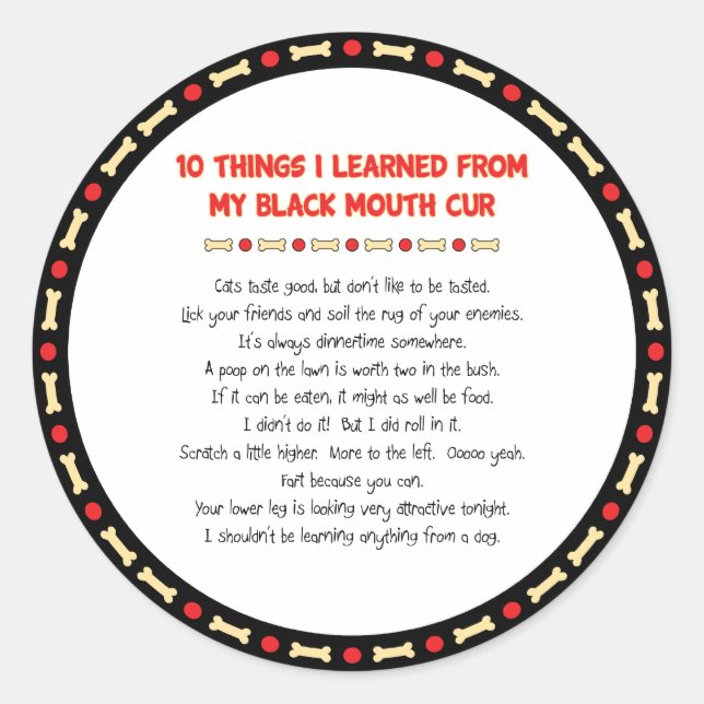 Sticker Rond Ce Que J'Ai Appris De Mon Cur À Bouche Noire (Devant)