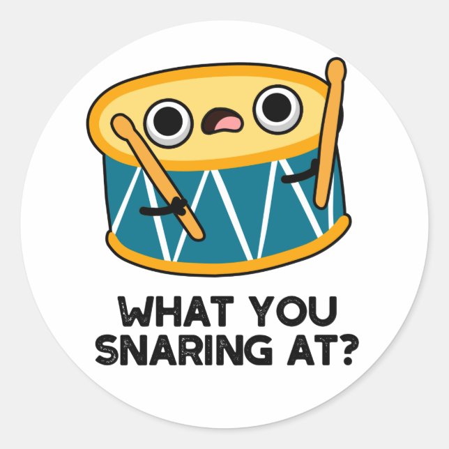 Sticker Rond Ce que vous chantez à Funny Drummer Drum Pun (Devant)