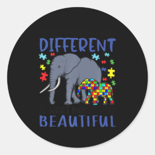 Sticker Rond Ce qui vous rend différents éléphant maman Autisme