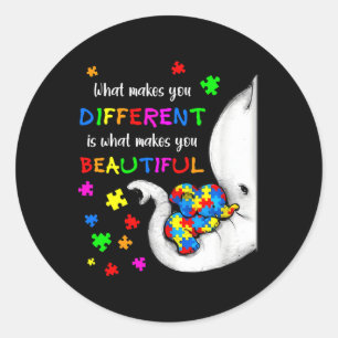 Sticker Rond Ce qui vous rend différents éléphant maman Autisme