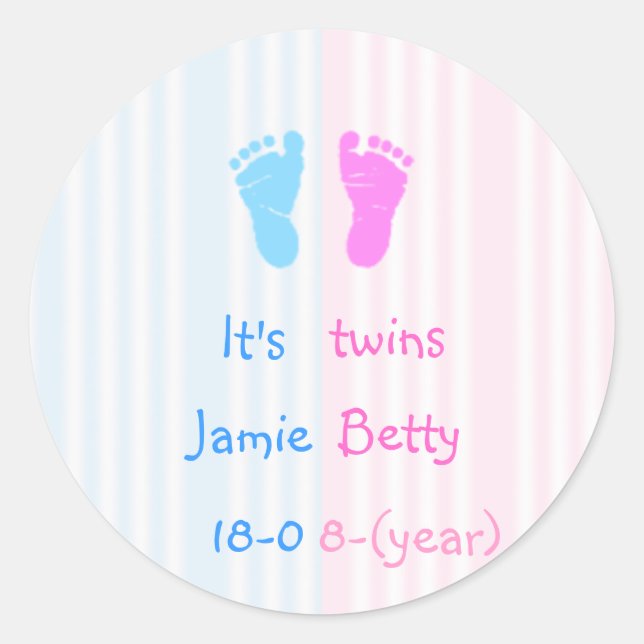 Sticker Rond Ce sont des jumeaux - empreintes (Devant)