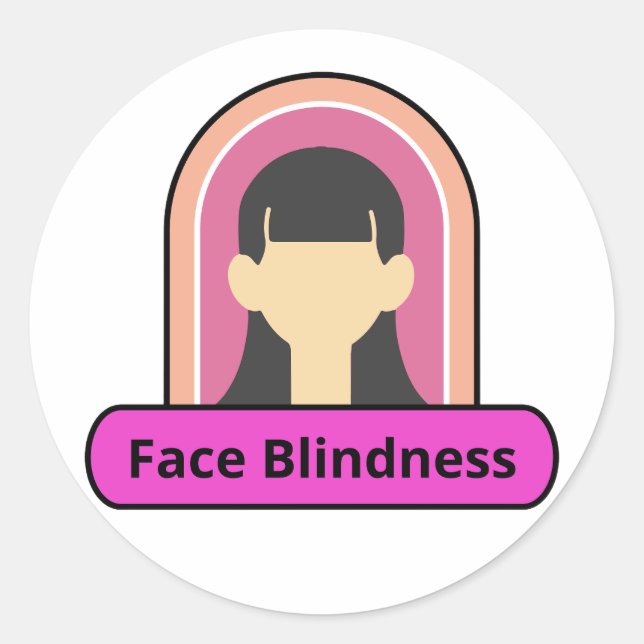 Sticker Rond cécité faciale fille - rose et blanc (Devant)